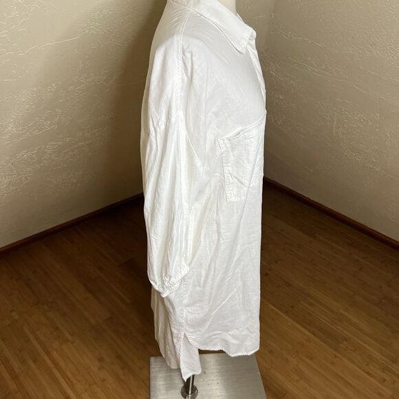 Young Fabulous & Broke Shirt Dress Size Small White Linen Button Down Oversized - Picture 7 of 9